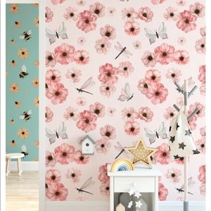 Dragonlilly Wall Mural - Self Adhesive Fabric Wallpaper